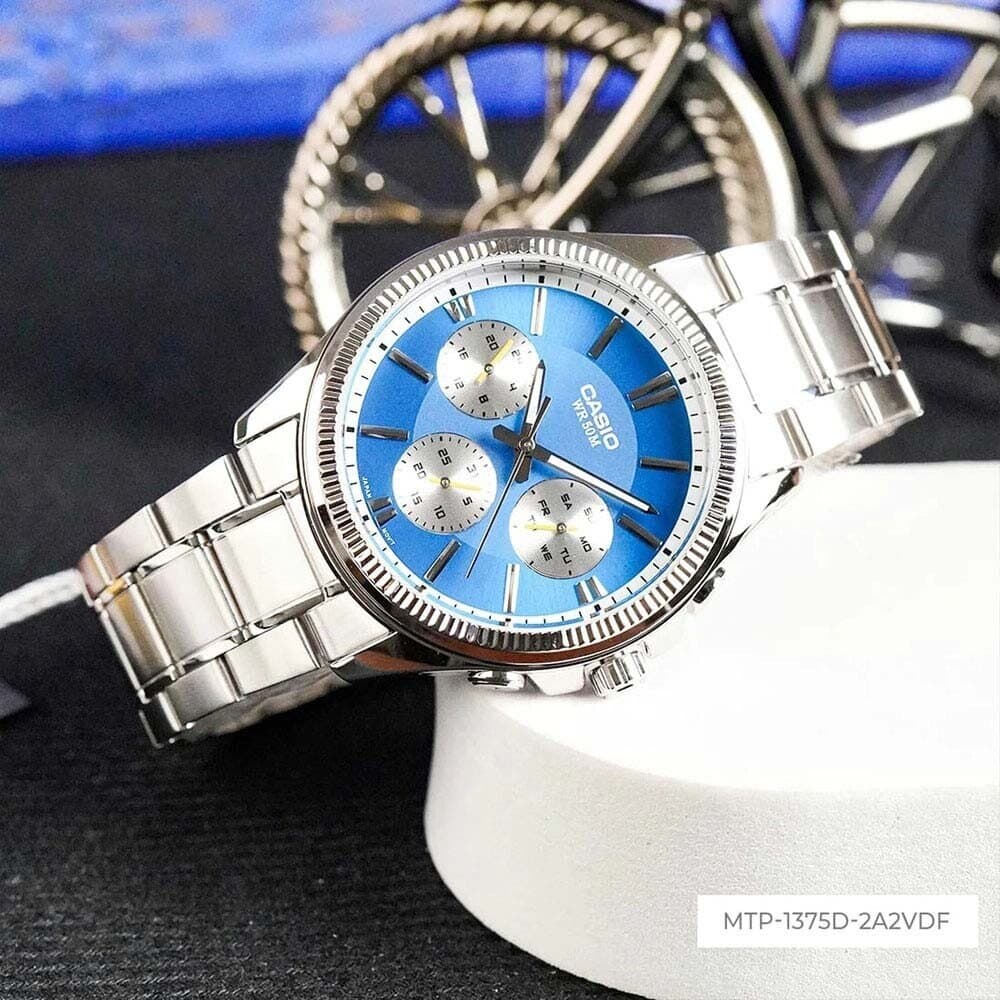 کاتژمێری پیاوانەی کاسیۆ ٤٨.٥ملم - MTP-1375D-2A2VDF (شین) — photo 2