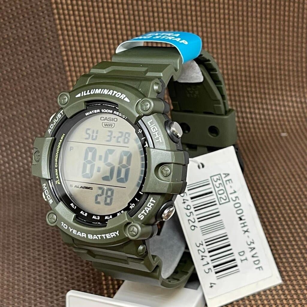Casio Men's Digital Watch 54.4mm - AE-1500WHX-3AVDF (Green) 3