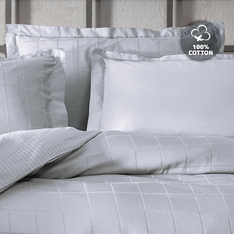 Yataş Bedding Destra - King Size
1- Duvet Cover: 240x220 cm
2- Flat Sheet: 280x240 cm
3- Pillowcases: 50x70 cm (4 pieces) (Grey) 2