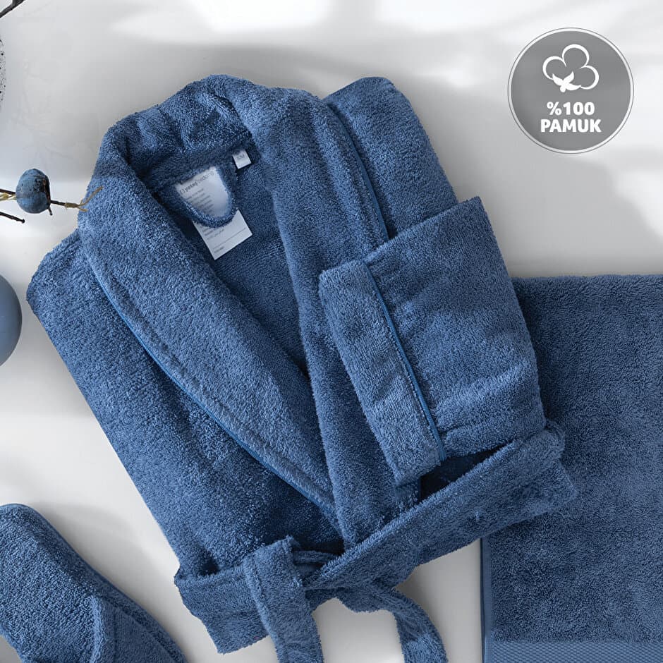 Yataş Bedding Bathrobe - (S/M) (Navy) 2