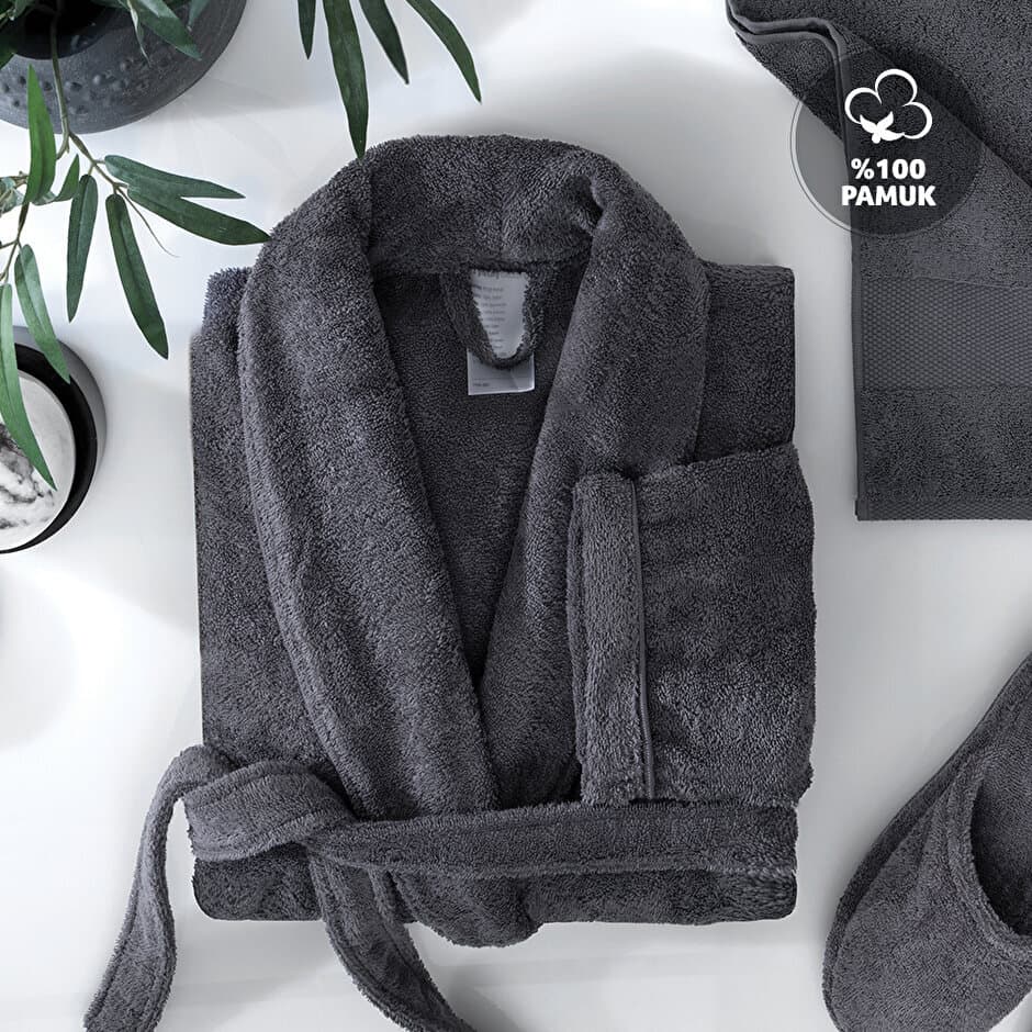 Yataş Bedding Bathrobe - (S/M) (Anthracite) 2