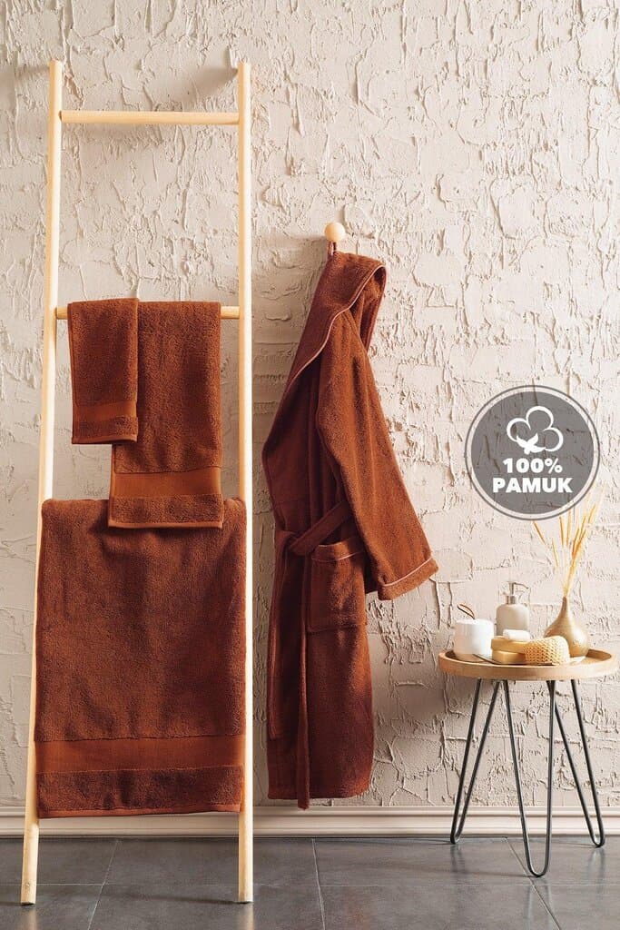 Yataş Bedding Bathrobe - (S/M) (Brick Red) 3