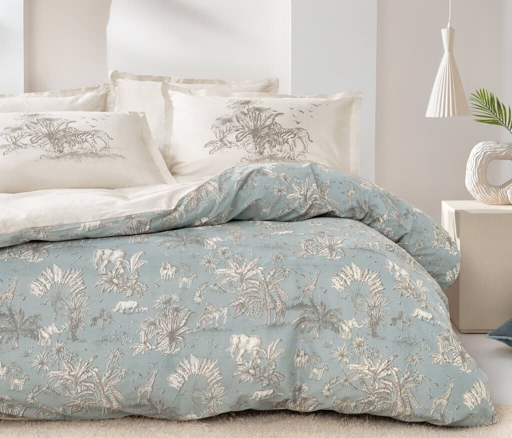 Yataş Bedding Aster - King Size
1- Duvet Cover: 220x240 cm (1 piece)
2- Flat Sheet: 240x280 cm (1 piece)
3- Pillowcases: 50x70 cm (2 pieces) (Sage) 1