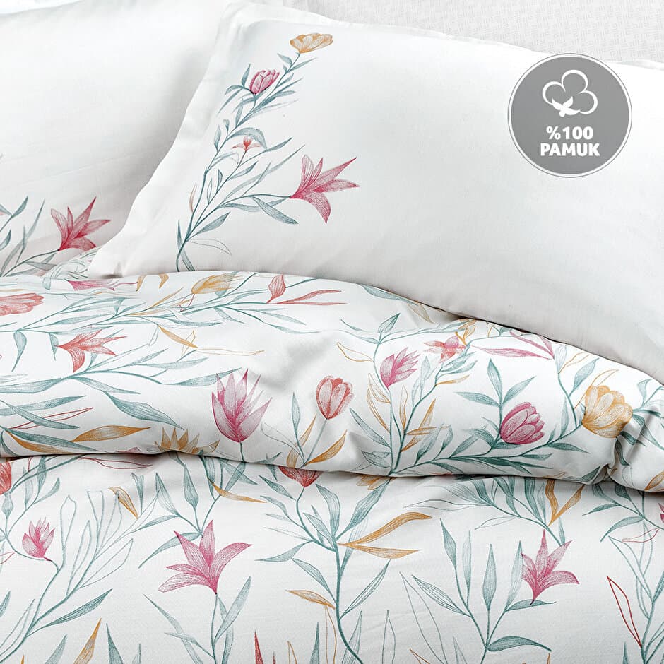 Yataş Bedding July - King Size 
1- Duvet Cover: 220 x 240 cm
2- Flat Sheet: 240 x 280 cm
3- Pillowcases: 50 x 70 cm (Includes 2 Pieces) (Ecru) 3