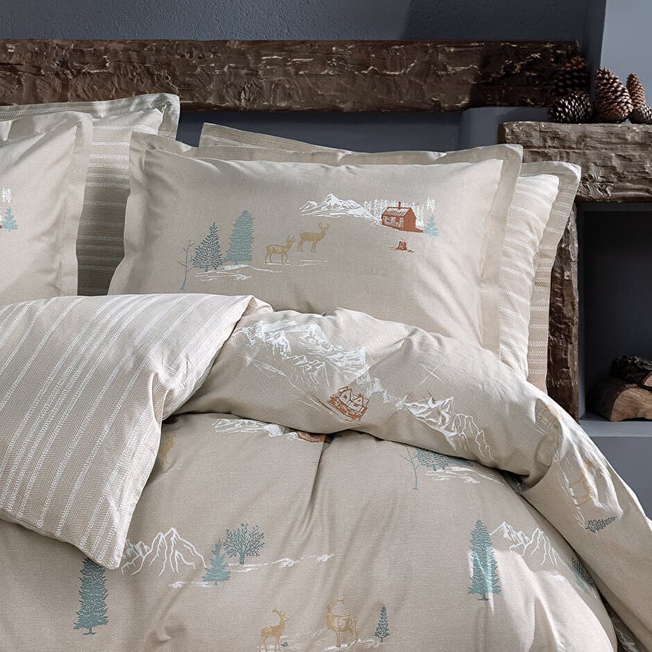 Yataş Bedding Mateo - King Size 
1- Duvet Cover: 220 x 240 cm
2- Flat Sheet: 240 x 280 cm
3- Pillowcases: 50 x 70 cm (Includes 2 Pieces) (Beige) 2