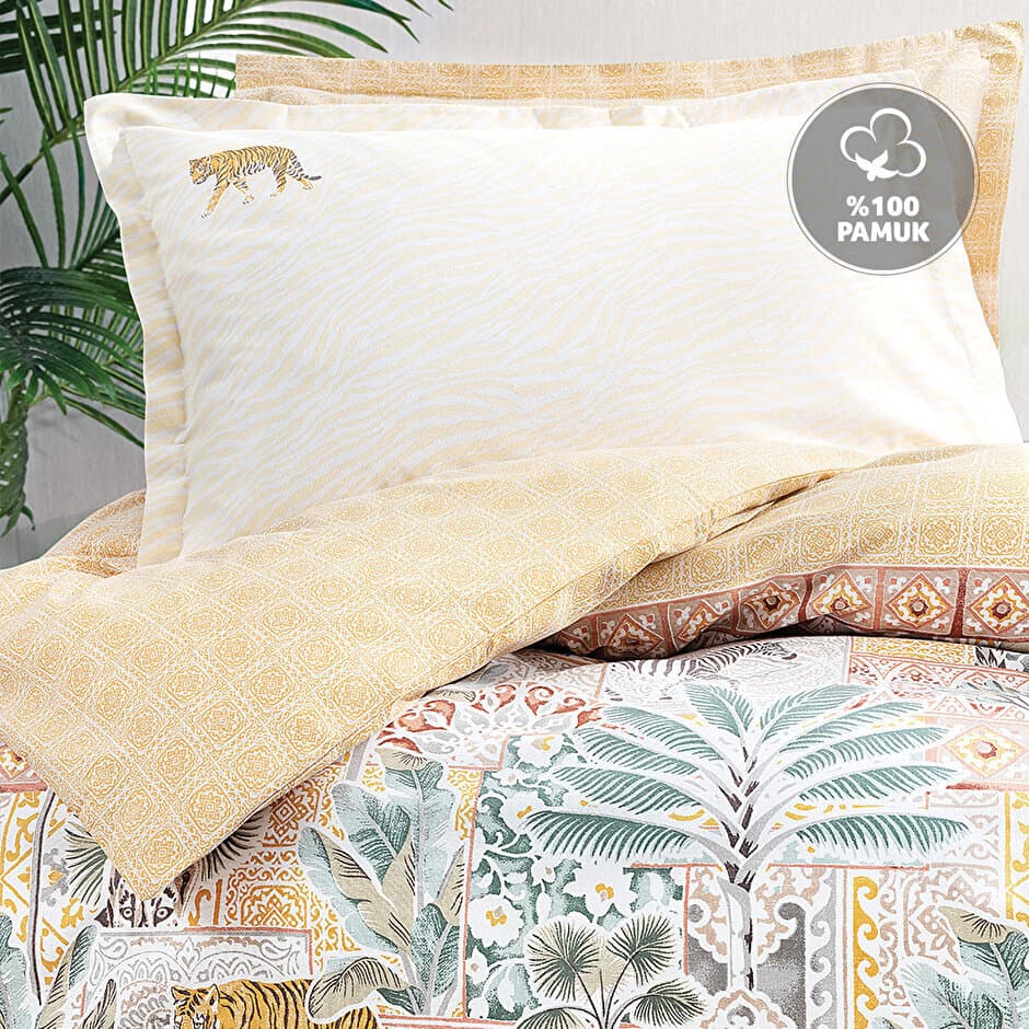 Yataş Bedding Gold - King Size 
1- Duvet Cover: 220 x 240 cm
2- Flat Sheet: 240 x 280 cm
3- Pillowcases: 50 x 70 cm (Includes 2 Pieces) (Terracotta) 3