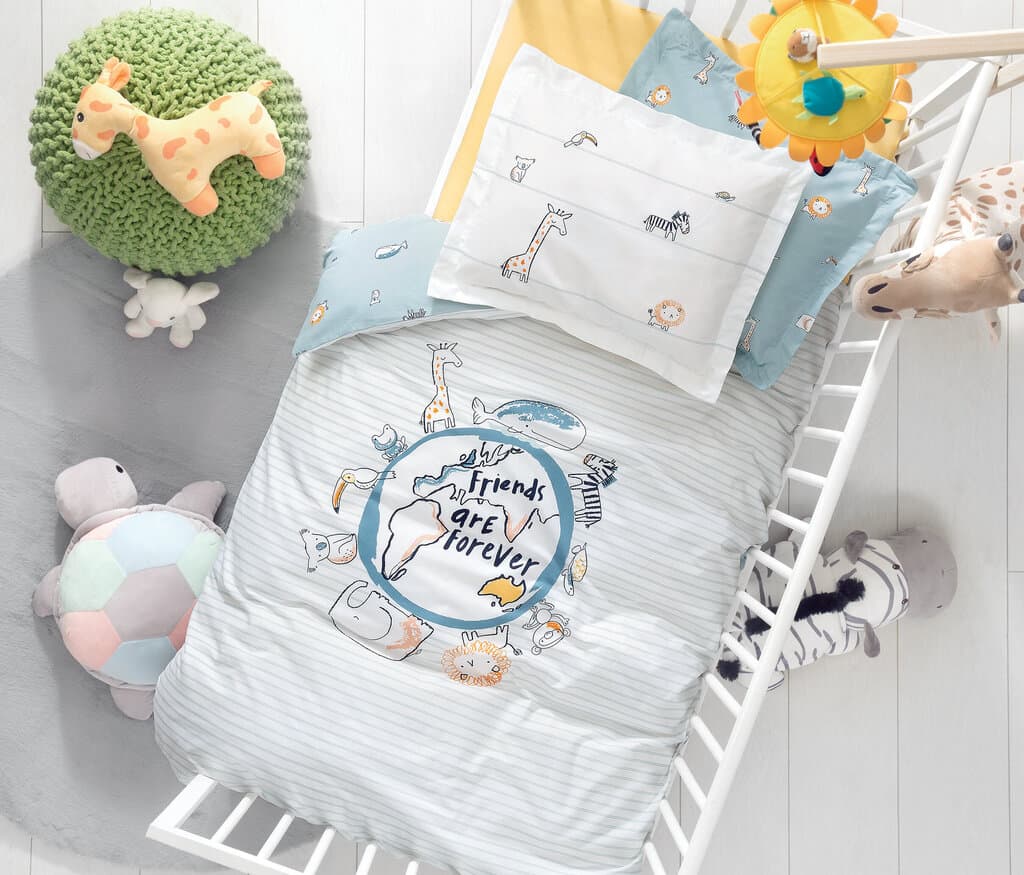 Yataş Bedding Baby RNF Duvet Cover Set - Friends - Duvet Cover: 100x150, Sheet: 120x190, Pillowcase: 35x45 cm (Multi-Color) 1