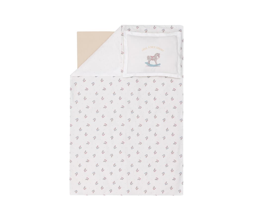 Yataş Bedding Baby Horse Duvet Set - White - Duvet Cover: 100x150, Sheet: 120x190, Pillowcase: 35x45 cm (White / Multi) 3