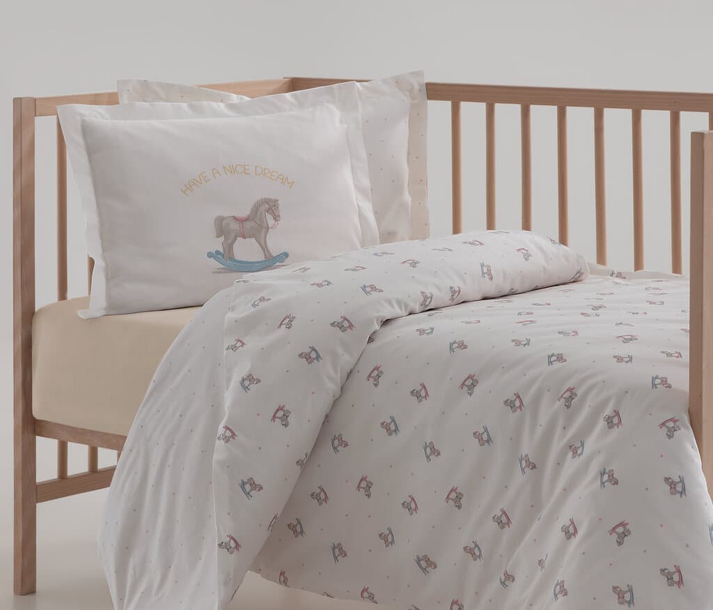 Yataş Bedding Baby Horse Duvet Set - White - Duvet Cover: 100x150, Sheet: 120x190, Pillowcase: 35x45 cm (White / Multi) 4