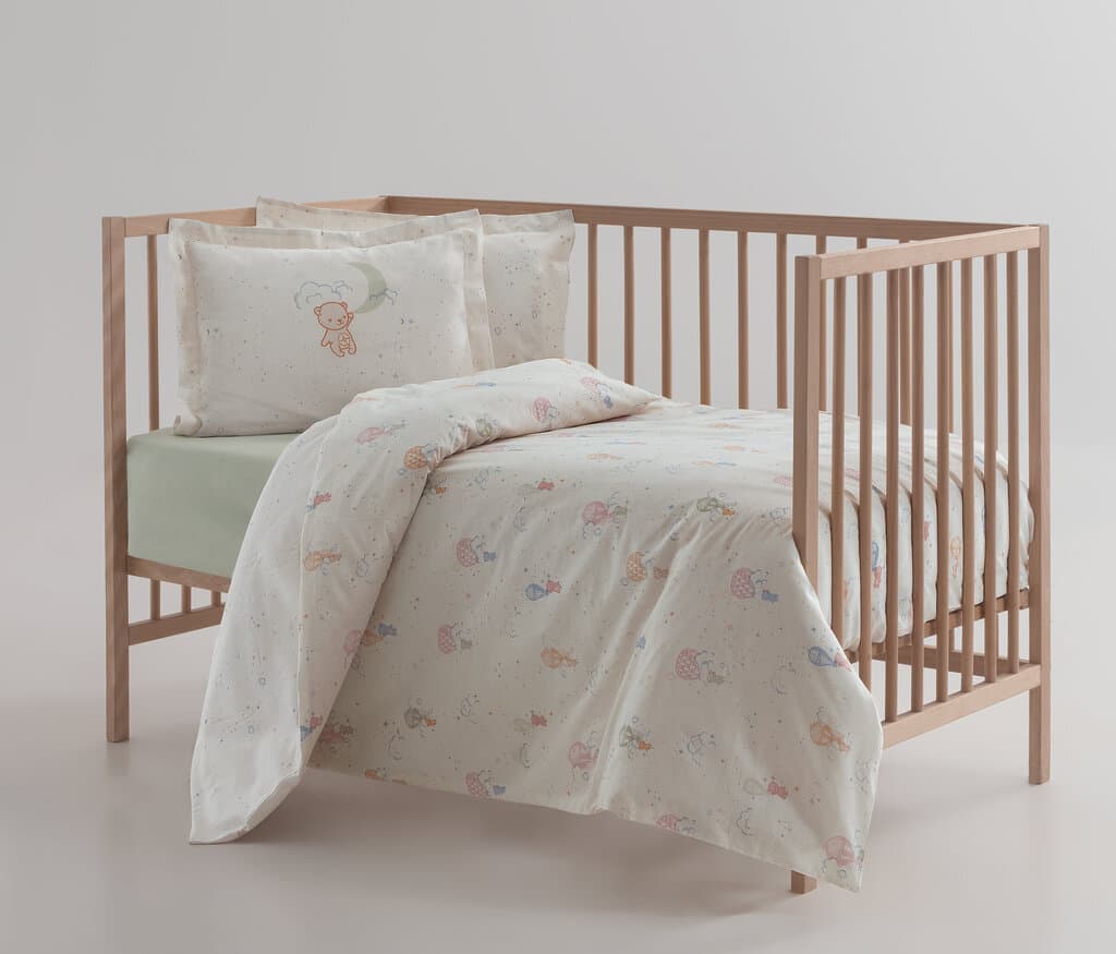 Yataş Bedding Baby Foly Duvet Set - Beige - Duvet Cover: 100x150, Sheet: 120x190, Pillowcase: 35x45 cm (Beige) 1