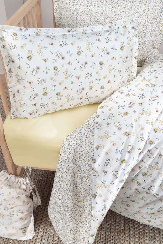 Yataş Bedding Baby Hermal Organic Ranforce Duvet Cover Set - Yellow - Duvet Cover: 100x150, Sheet: 120x190, Pillowcase: 35x45 cm (Yellow) 4