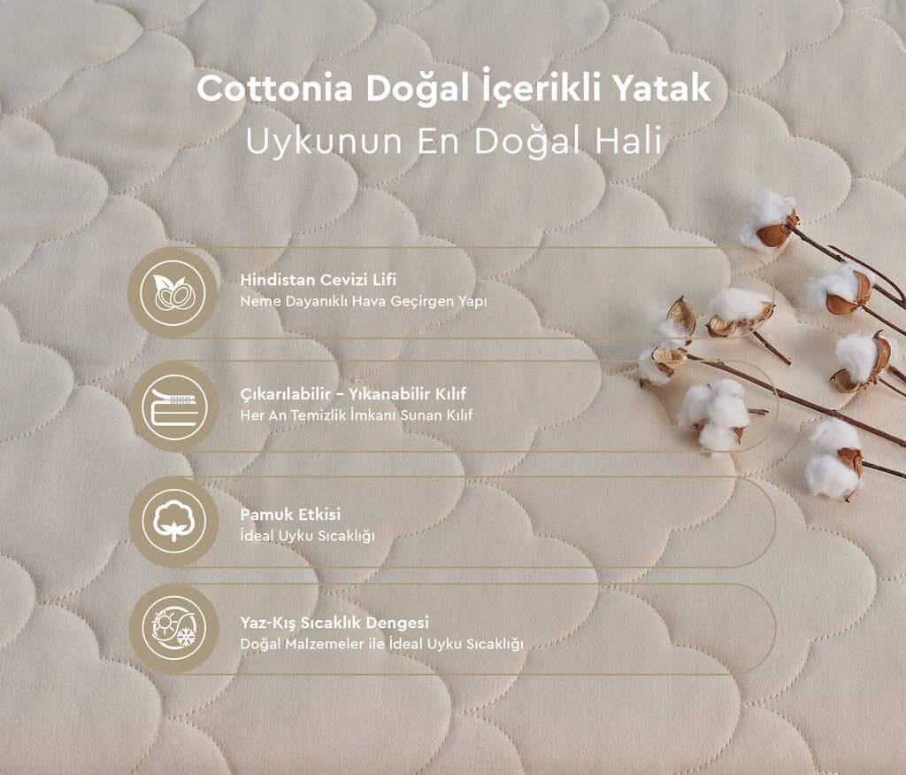 Yataş Bedding 060X120 Cottonia Natural Ingredients Mattress - 60x120 cm (White) 2