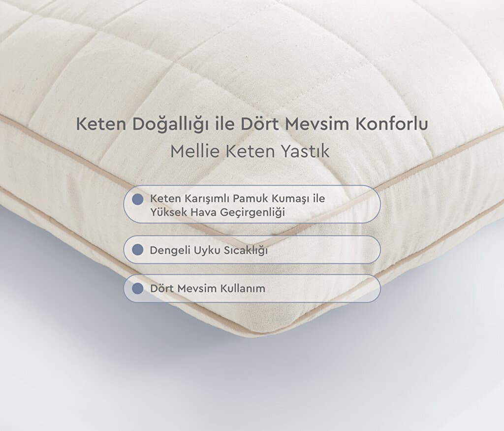 Yataş Bedding 050X070 Mellie Linen Pillow 800 G - 50x70 cm (Beige/Natural) 3