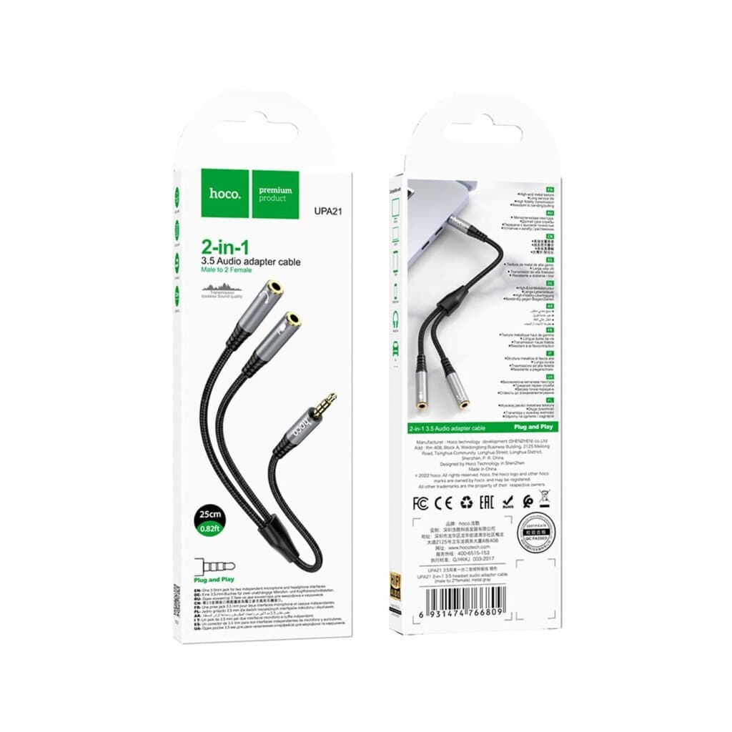 Hoco Cable audio adapter “UPA21” 3.5mm male to 2*3.5mm female 1