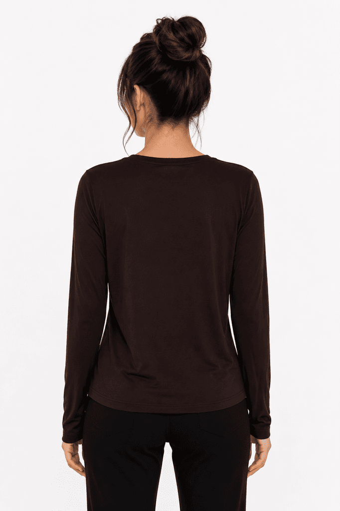 SMS FASHION Women's Elegant Dark Brown Blouse - Sophisticated High-Quality Top (Size 36) 2