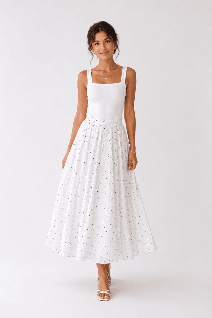 Miss Nisa Elegant Women's High-Quality Polyester Skirt - White (36) 1