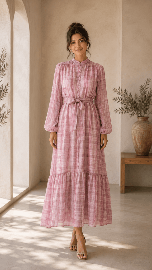 HEWES Premium High-Quality Women's Polyester Dress - Pink (Size 36) 1