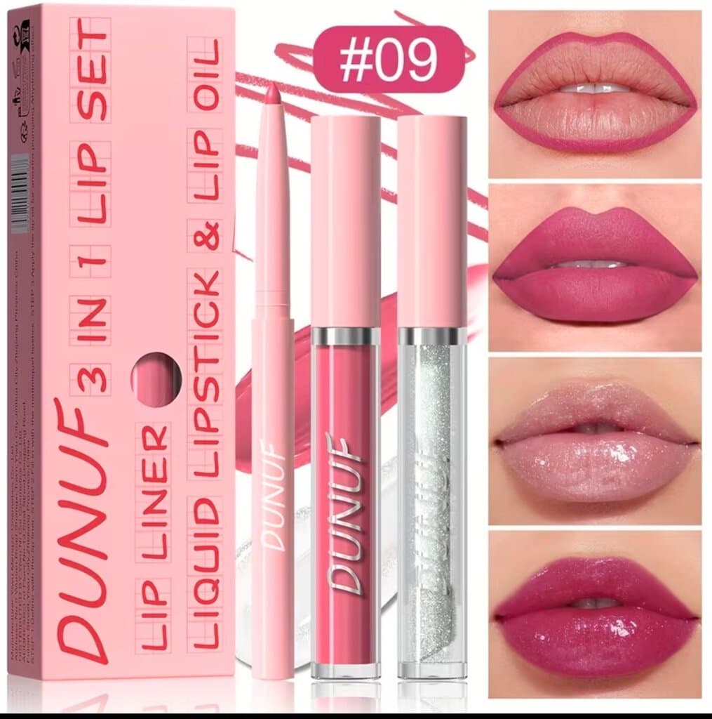 3-in-1 Lip Set Matte Lipstick, Lip Liner & Lip Oil Long Lasting Waterproof Lip Makeup Kit 1