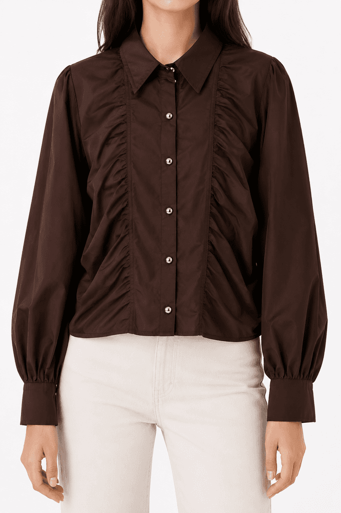 Henza Premium Women's High-Quality Cotton Shirt - Dark Brown (S) 1