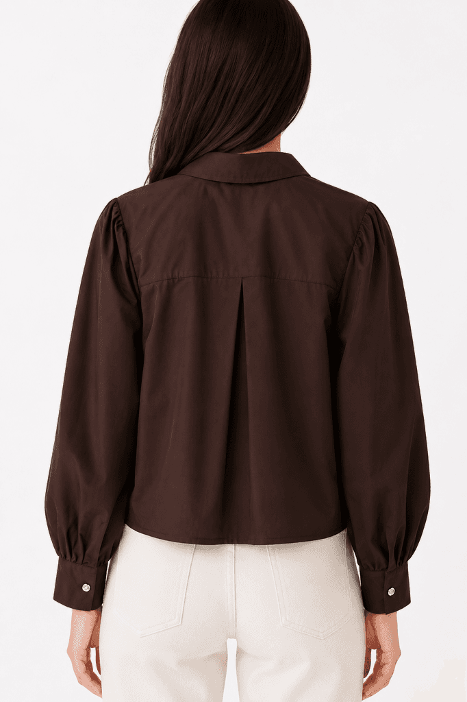 Henza Premium Women's High-Quality Cotton Shirt - Dark Brown (S) 2