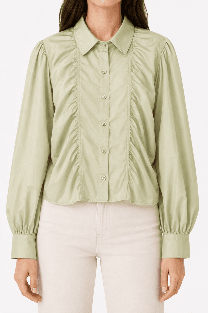 Henza Premium Women's High-Quality Cotton Shirt - Light Green (S) 1