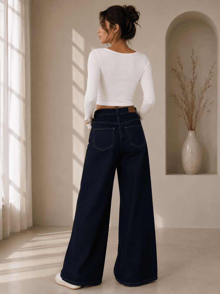 LY LOVE Premium Women's High-Quality Denim Jeans - Navy Blue (Size 36) 2