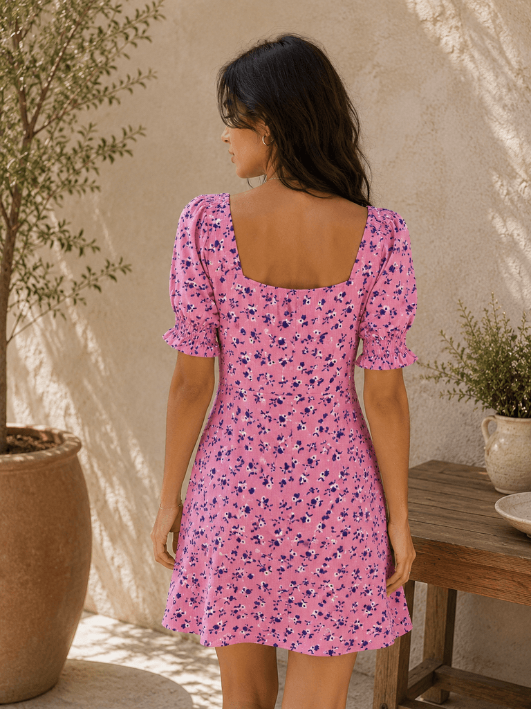 Cazibe Women's Elegant Short Polyester Dress - Pink (S) 2