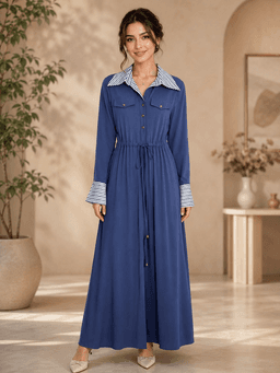 ATAMU Women's Elegant Polyester Dress - Blue (Size 38) — photo 1