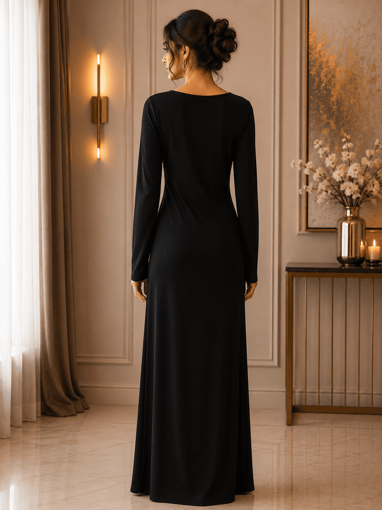 ŞAMDAN Elegant Women's Polyester Dress - Black (Size 36) 2