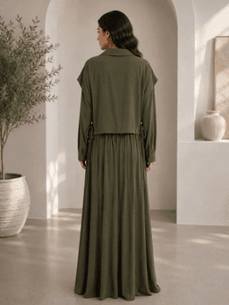 RESSAM Elegant Women's Polyester Dress - Dark Green (Size 38) — photo 2