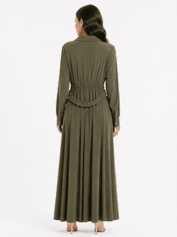 RESSAM Women's Elegant Polyester Dress - Dark Green (Size 36) — photo 2