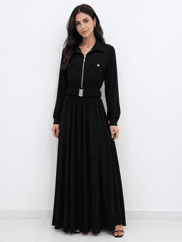 RESSAM Women's Elegant Polyester Dress - Black (Size 36) — photo 1