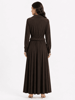 RESSAM Women's Elegant Polyester Dress - Dark Brown (Size 36) — photo 2