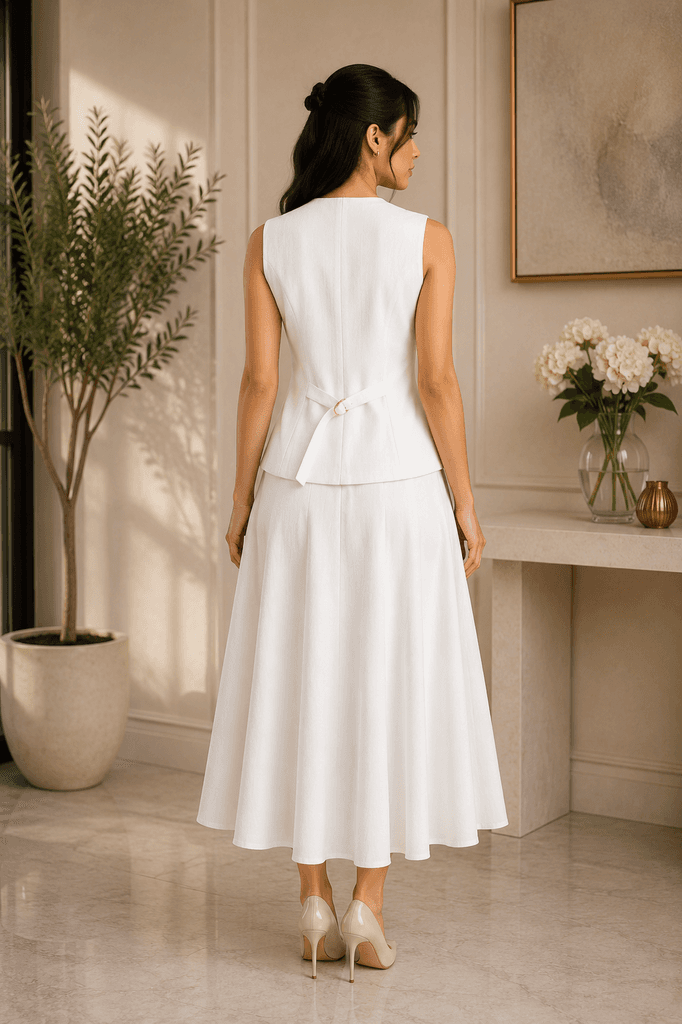 ULTRAMAXX Women's Elegant 2-Piece Vest and Skirt Set - White (Size 38) 2