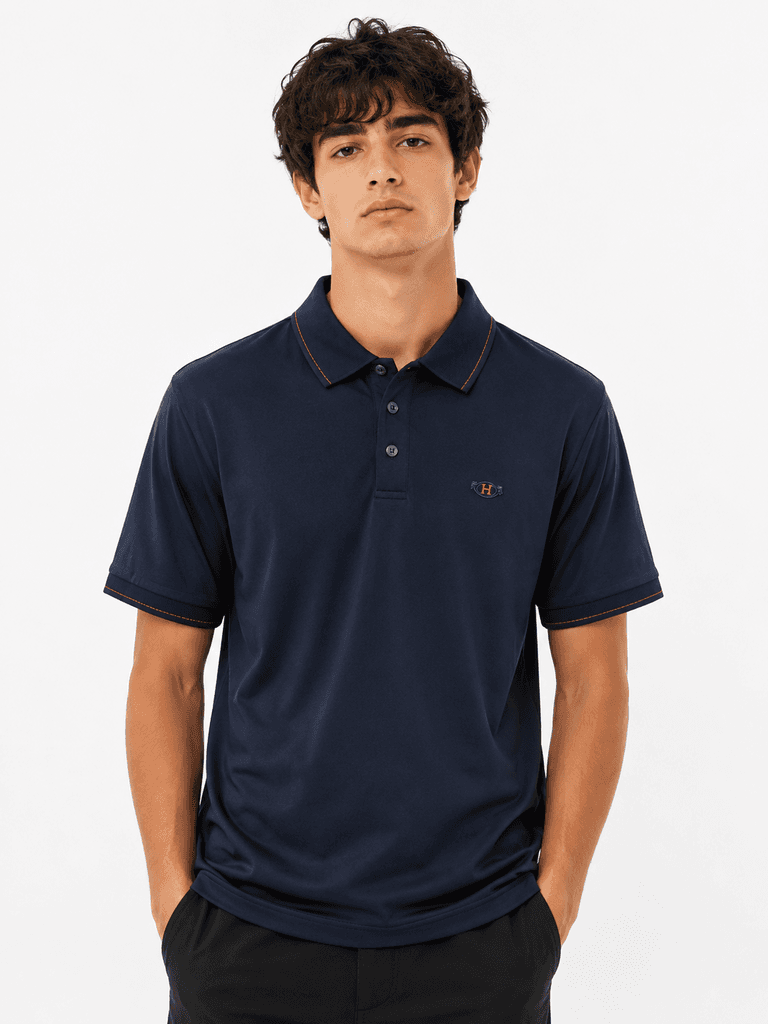 Hermes Men's Master Quality Premium Cotton T-Shirt - Navy Blue (XL) 1