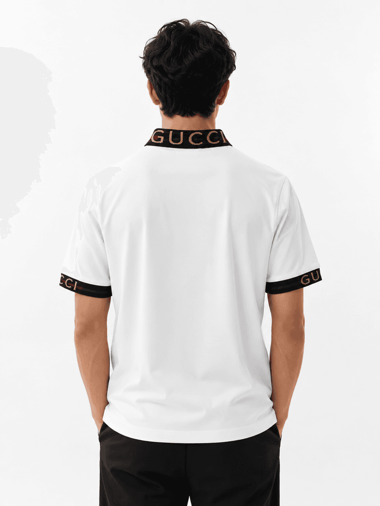 Premium Gucci Men's Master Quality Cotton T-Shirt - White (XL) 2