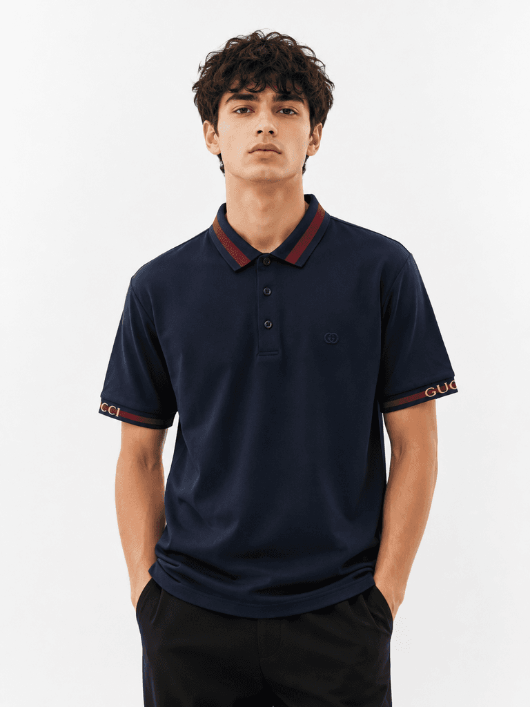 Premium Gucci Men's Master Quality Cotton T-Shirt - Navy Blue (XL) 1