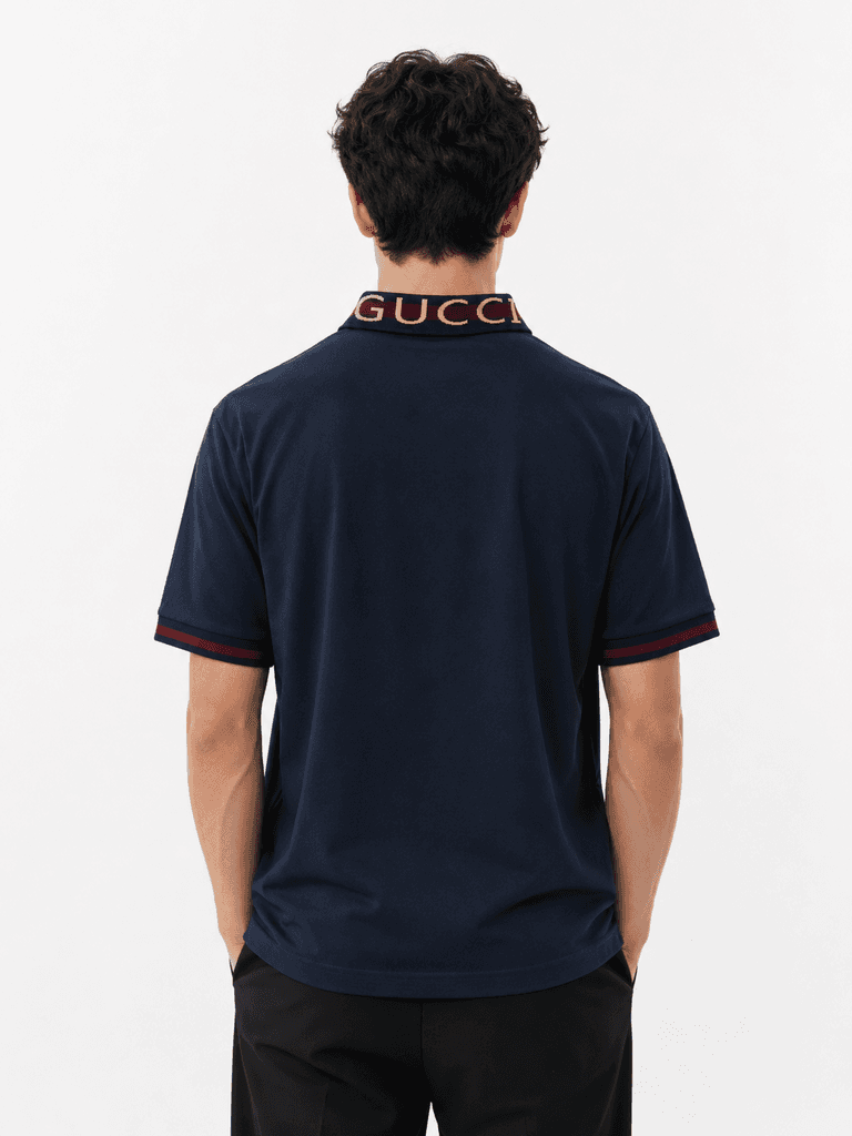 Premium Gucci Men's Master Quality Cotton T-Shirt - Navy Blue (XL) 2