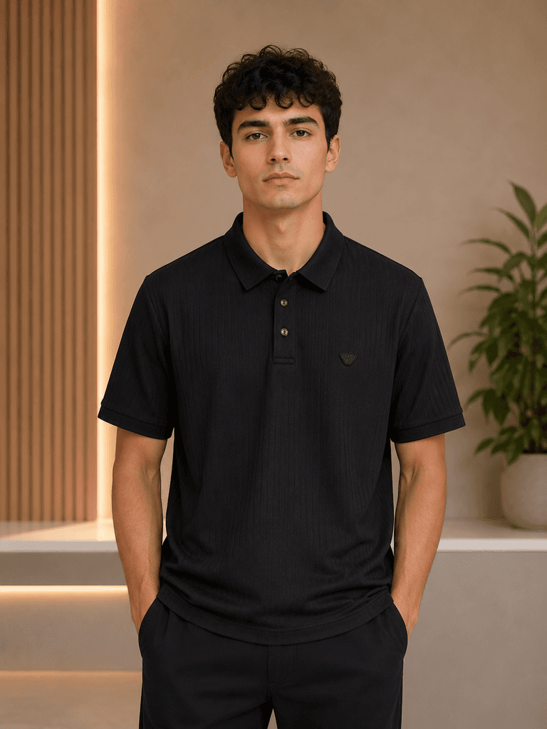 Loro Piana قميص قطني فاخر للرجال - أسود (XL)