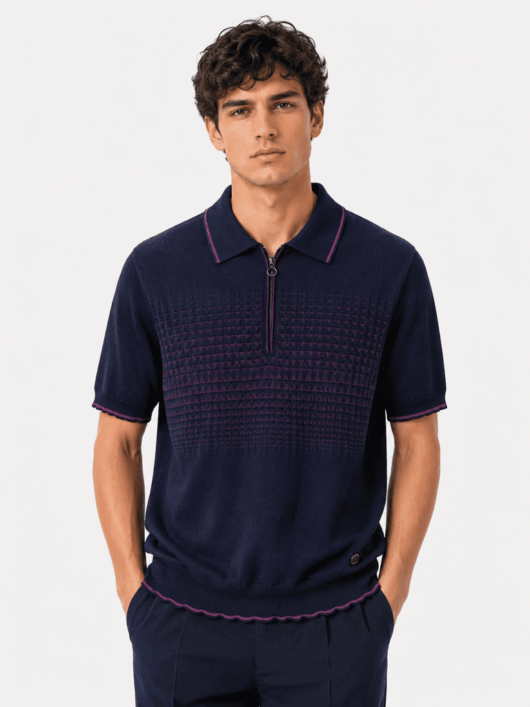 Stefano Ricci Premium Cotton Men's T-Shirt - Navy Blue (XL)