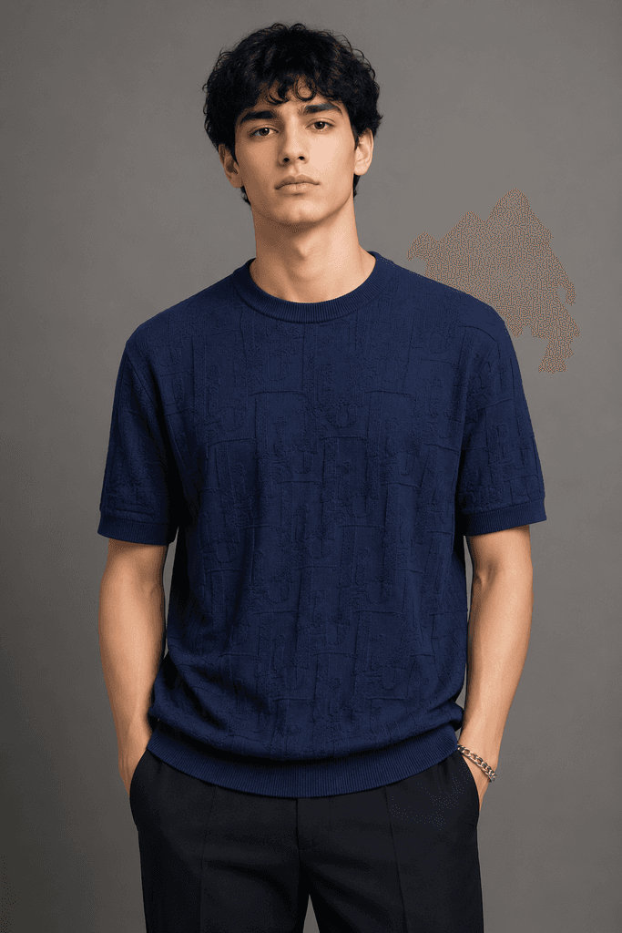 Dior Men's Master Quality Cotton T-Shirt - Navy Blue (XL) 1