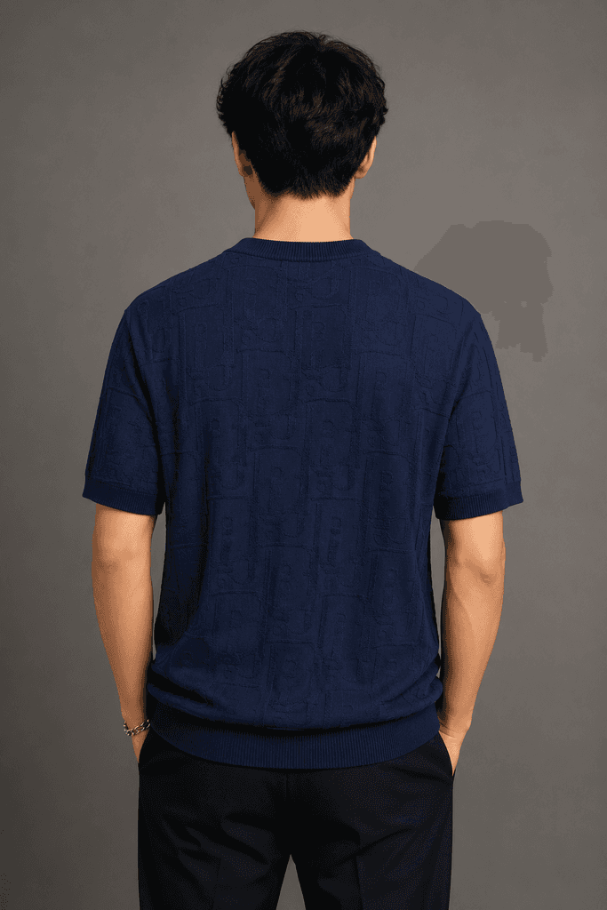 Dior Men's Master Quality Cotton T-Shirt - Navy Blue (XL) 2