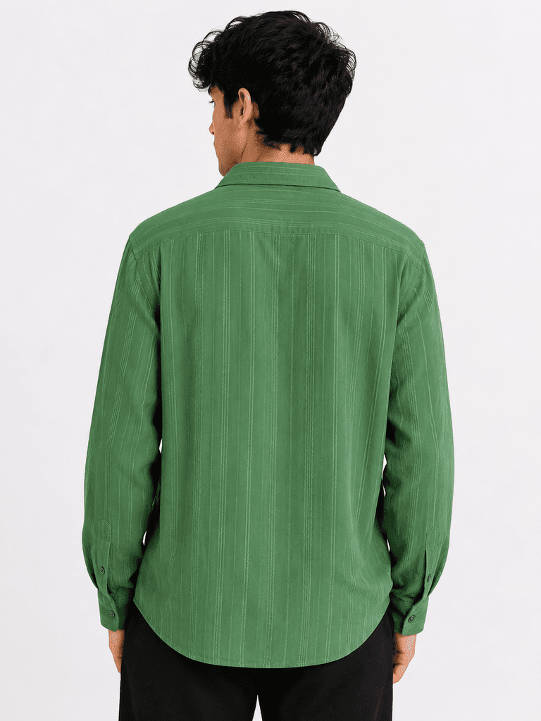 PLUS POSH Men's Premium Breathable Cotton Shirt - Green (S) 2