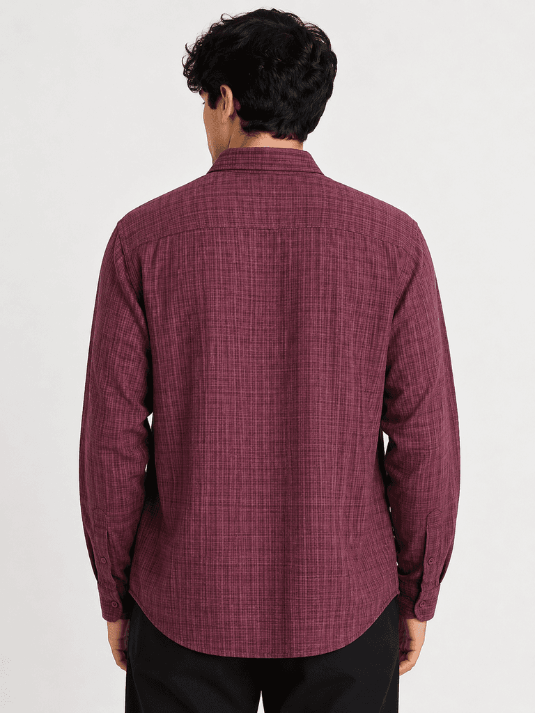 ERS Men's Premium Cotton Casual Shirt - Classic Fit - Dark Red (S) 2