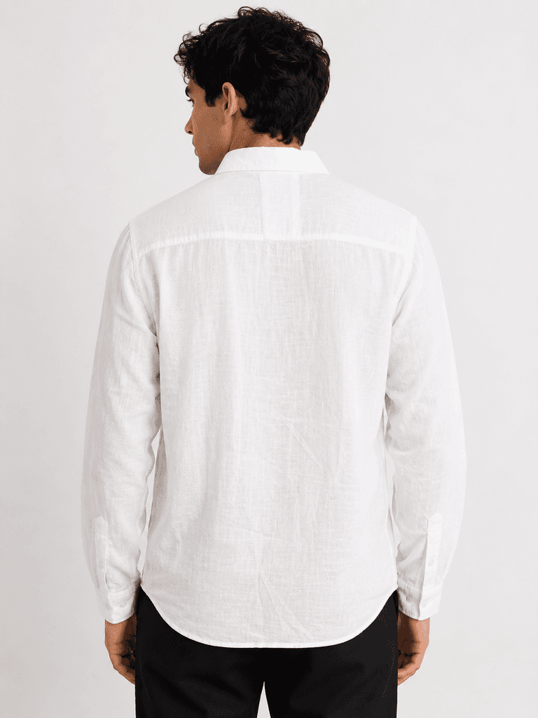 FBI Men's Classic White Cotton Shirt - Premium Breathable Formal Wear - S 2