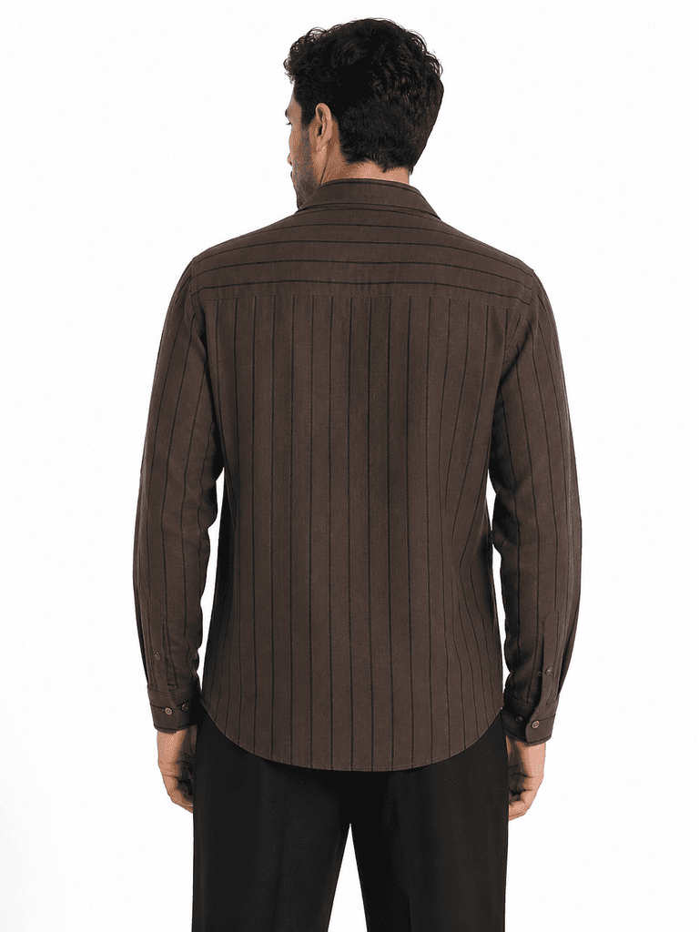 FBI Men's Premium Dark Brown Polyester Shirt - Sophisticated & Durable (S) 2
