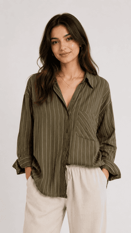 nod-s Women's Premium Breathable Cotton Shirt - Olive Green (Free Size) — photo 1