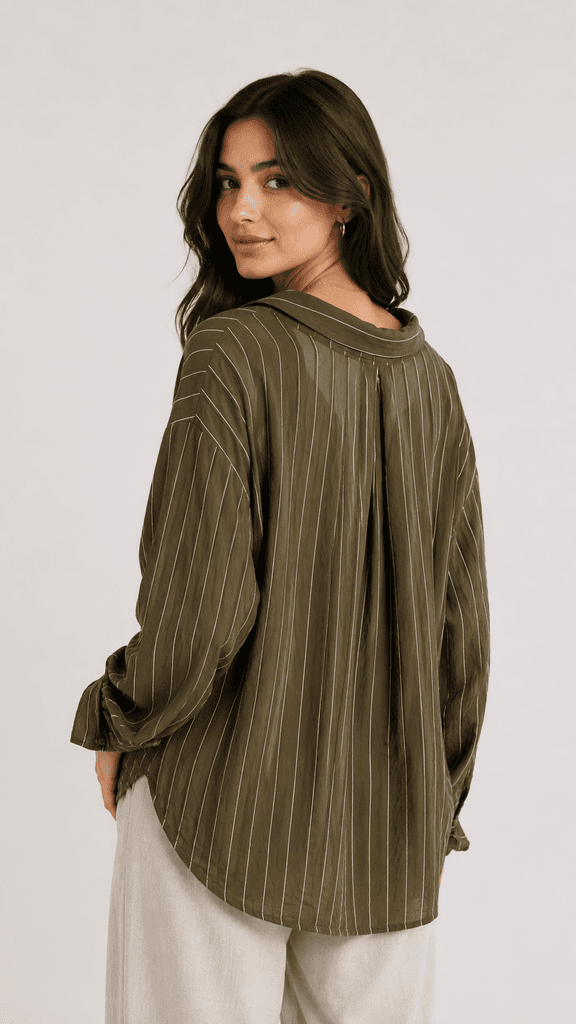 nod-s Women's Premium Breathable Cotton Shirt - Olive Green (Free Size) — photo 2
