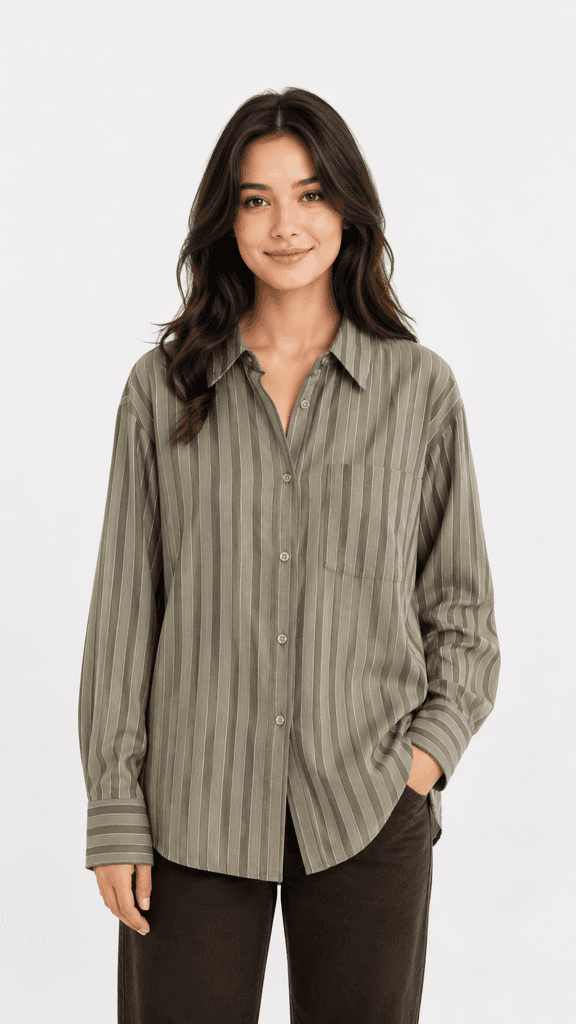 Nox-s Women's Casual Cotton-Polyester Blend Shirt - Olive Green (S)