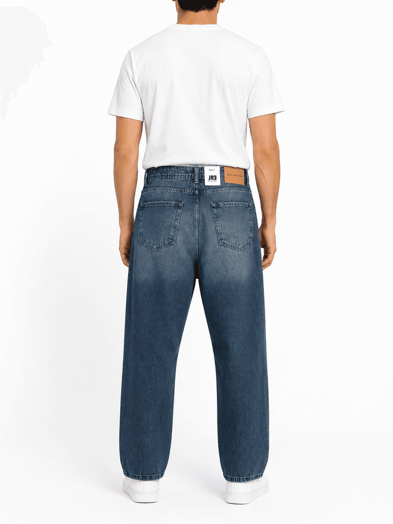 JR3 Men's Premium Baggy Cotton Trousers - Denim Blue (Size 30) 2